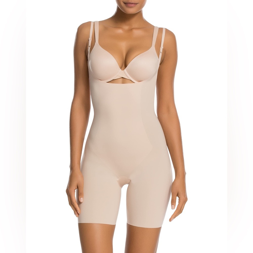 SPANX Shapewear for Women Thinstincts Open-Bust Mid-Thigh Bodysuit